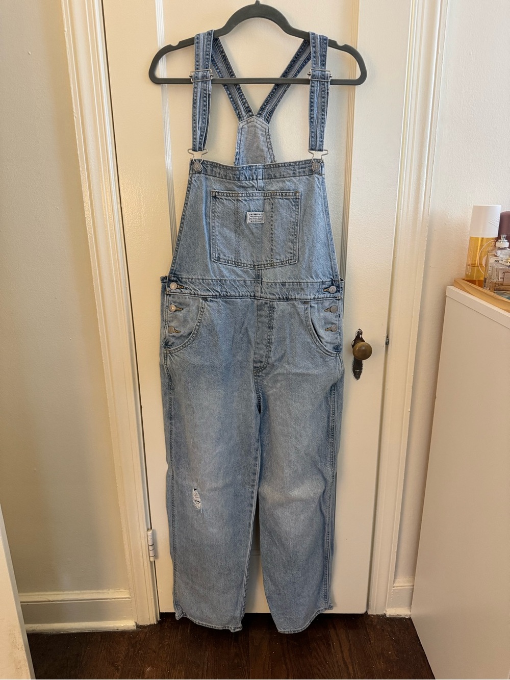 Light Wash Denim Overalls - Relaxed Fit